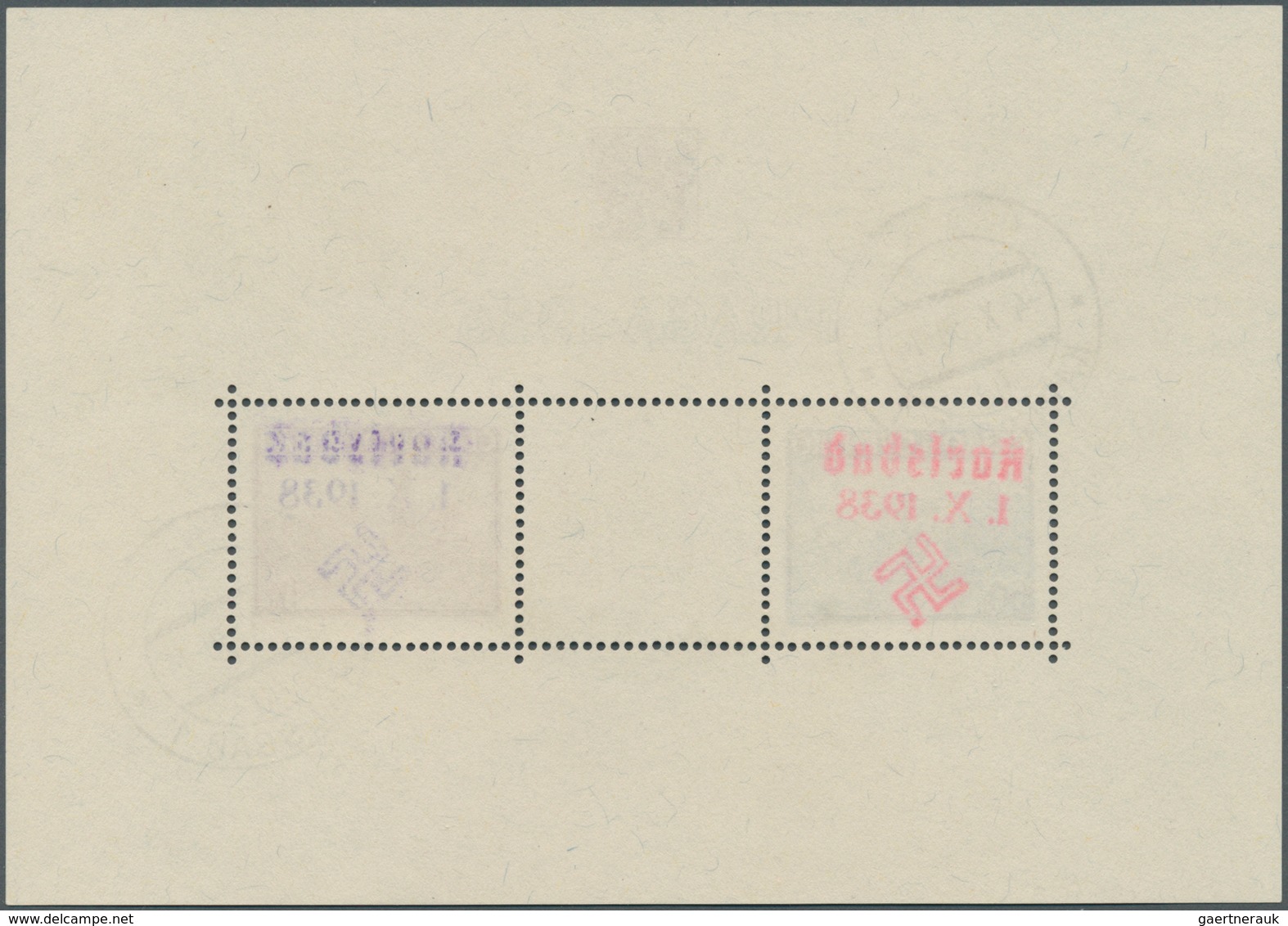 Sudetenland - Karlsbad: Blockausgabe "Briefmarkenausstellung PRAGA 1938", Mit Handstempelaufdruck "K - Région Des Sudètes