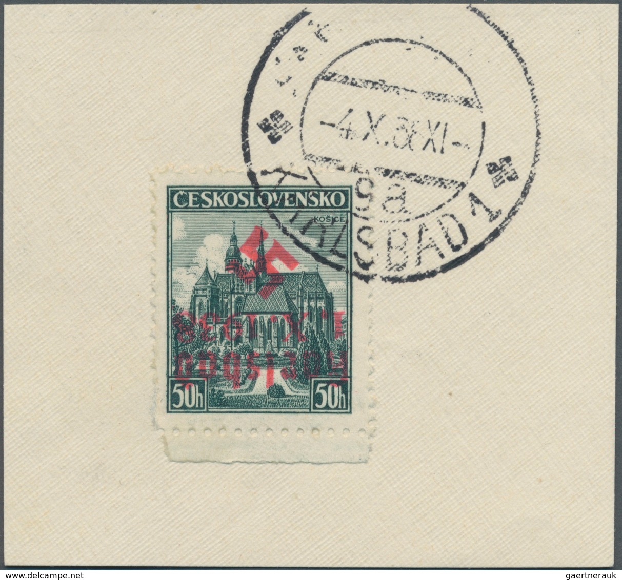 Sudetenland - Karlsbad: Sonderausgabe "Briefmarkenausstellung In Kaschau (Košice) 1938", 50 H. Dunke - Sudetenland