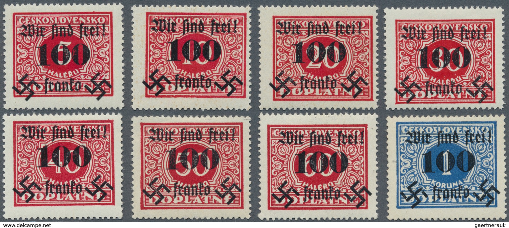 Sudetenland - Rumburg: 1938, 100 H. Auf 5 H.- 1 Kc. Portomarken, Kompletter Ungebrauchter Pracht-Sat - Sudetenland