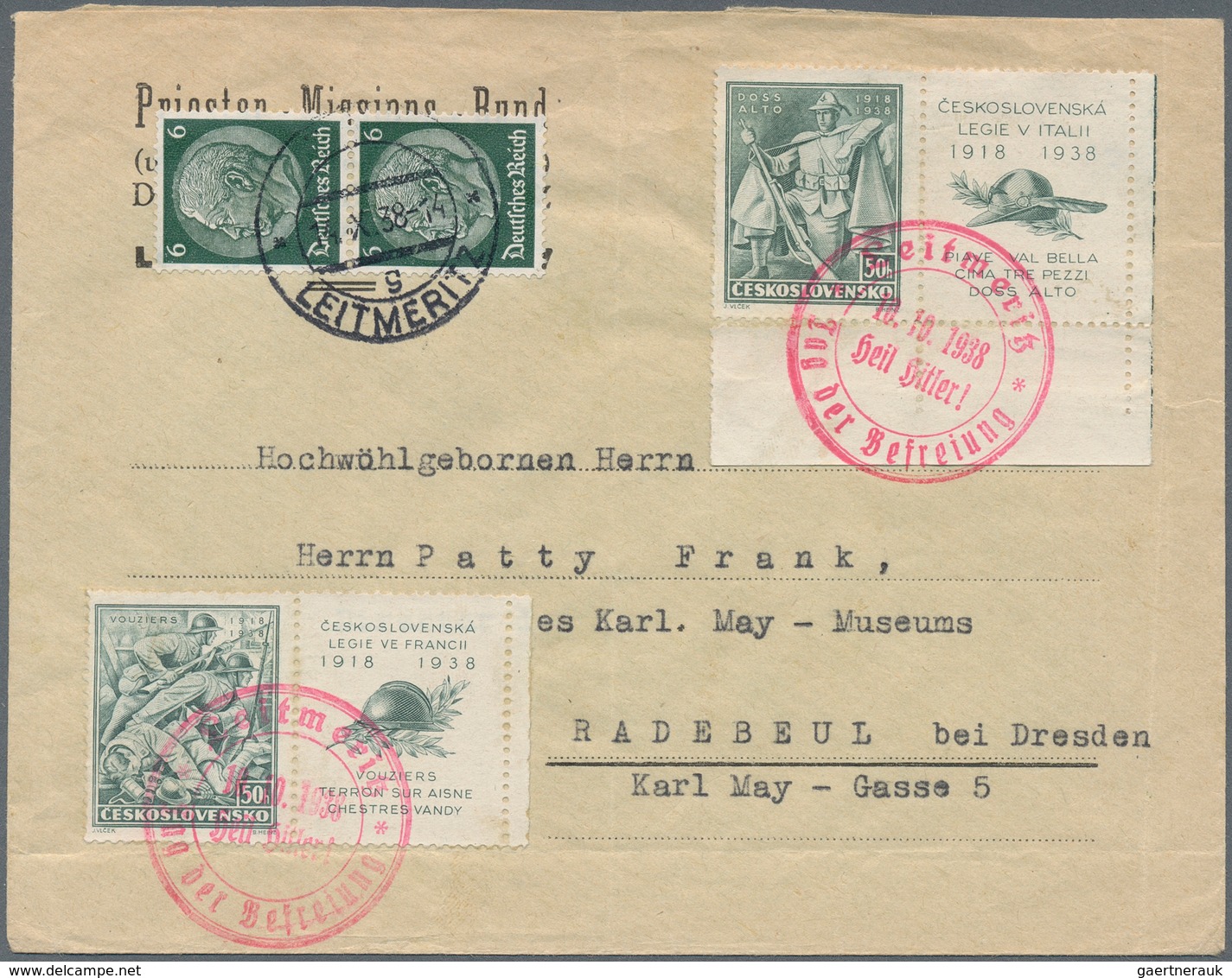 Dt. Besetzung II WK - Böhmen Und Mähren: 1938, MiF Dt. Reich-/CSSR-Marken Mit Aptiertem Stempel LEIT - Besetzungen 1938-45