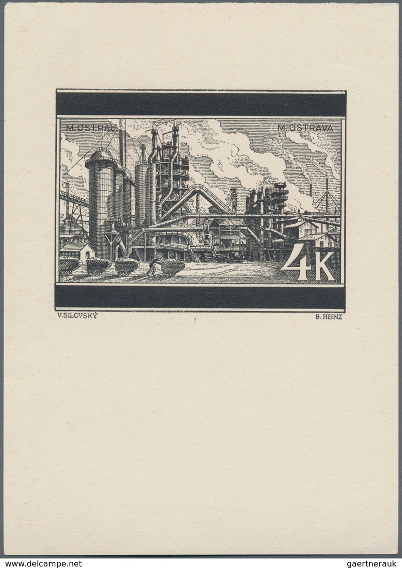 Dt. Besetzung II WK - Böhmen Und Mähren: 1939, 4 K. Industriewerke Mährisch-Ostrau Schwarzweiß-Probe - Besetzungen 1938-45