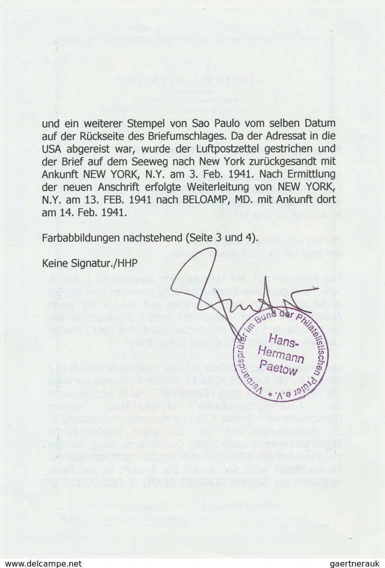 Dt. Besetzung II WK - Böhmen Und Mähren: 1940. Lp-Brief Mit 20 Kr Landschaften In MiF Nach Sao Paulo - Besetzungen 1938-45