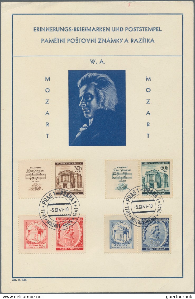 Dt. Besetzung II WK - Böhmen Und Mähren: 1941. Kpl. Ausgabe "150. Todestag MOZART" Mit SST "Prag 5.1 - Besetzungen 1938-45