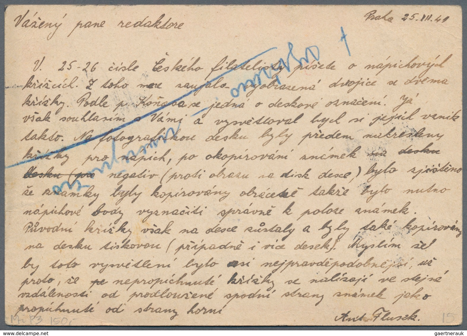 Dt. Besetzung II WK - Böhmen Und Mähren - Ganzsachen: 1939, 1,50 K. Ganzsachenkarte Als Rohrpost-Ort - Occupation 1938-45