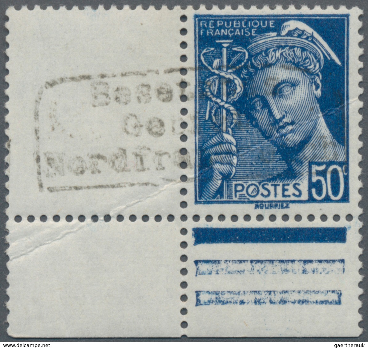 Dt. Besetzung II WK - Frankreich - Dünkirchen: 1940, 50 C. Merkur Schwärzlichblau Mit Aufdruck In Ty - Besetzungen 1938-45