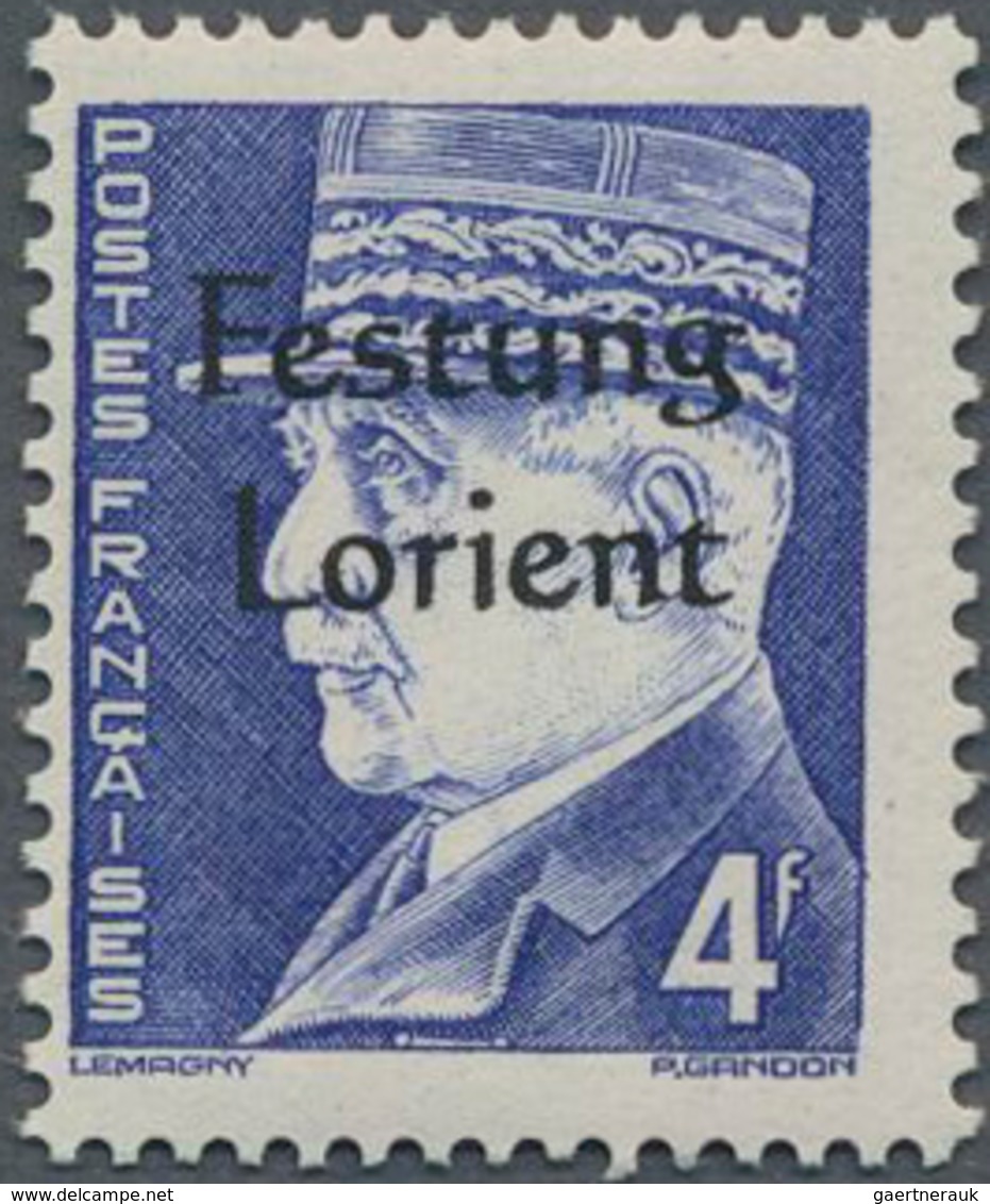 Dt. Besetzung II WK - Frankreich - Festung Lorient: 1945, 4 Fr Dkl'ultramarin Mit Aufdruck Postfrisc - Besetzungen 1938-45