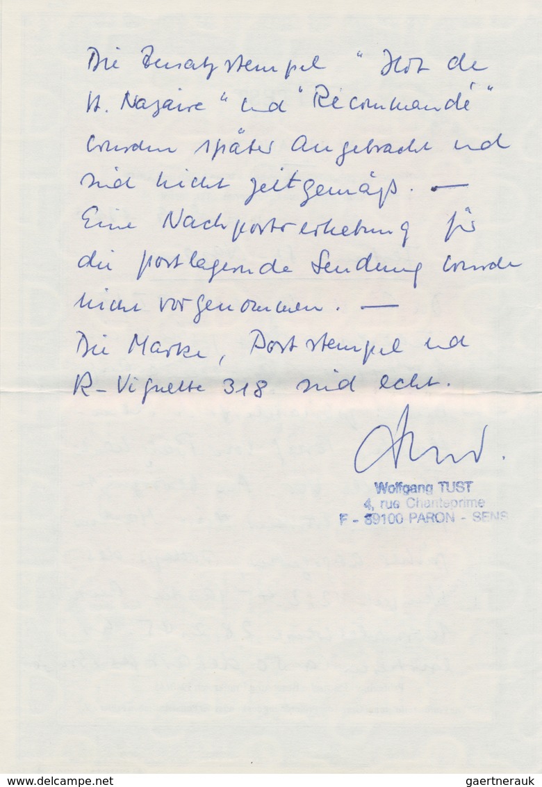 Dt. Besetzung II WK - Frankreich - St. Nazaire: 1945, 12-2, Einschreiben Mit Gebührenzettel 4,50 Fr - Occupation 1938-45