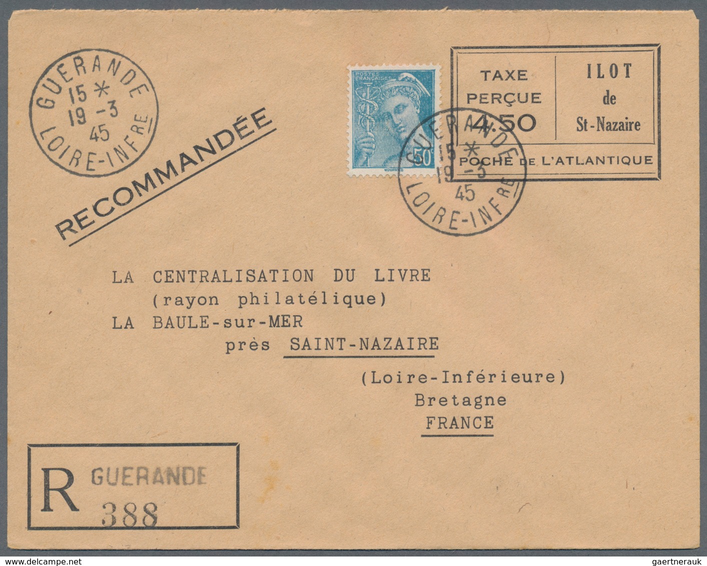 Dt. Besetzung II WK - Frankreich - St. Nazaire - Ganzsachen: 1945, Zwei Ganzsachenumschläge Mit Rote - Besetzungen 1938-45