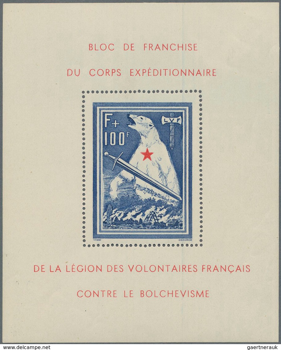 Dt. Besetzung II WK - Frankreich - Privatausgaben: Legionärsmarken: 1941, Eisbär-Block Sauber Ungebr - Occupation 1938-45