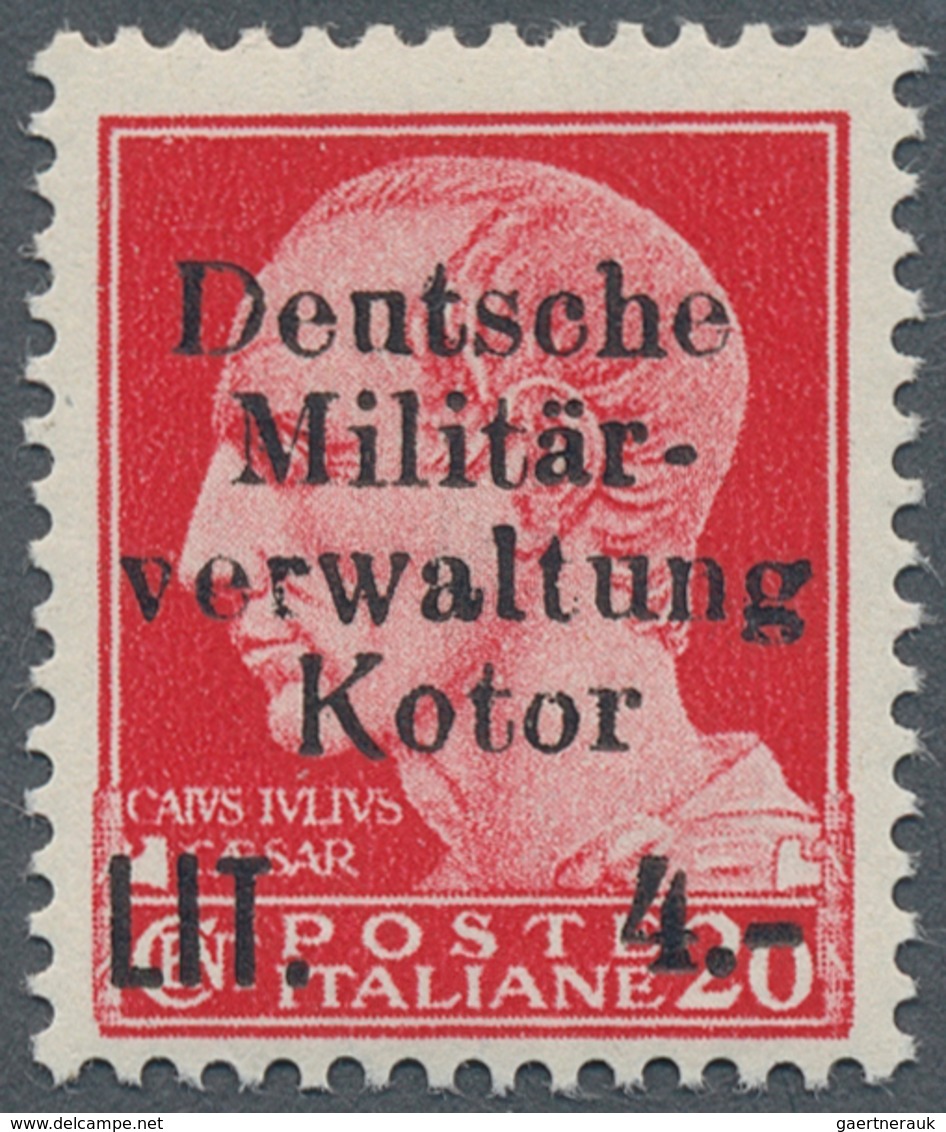 Dt. Besetzung II WK - Kotor: 1944, 4 L. Auf 20 C. Rot Mit Aufdruckfehler "n Statt U In Deutsche", Po - Besetzungen 1938-45