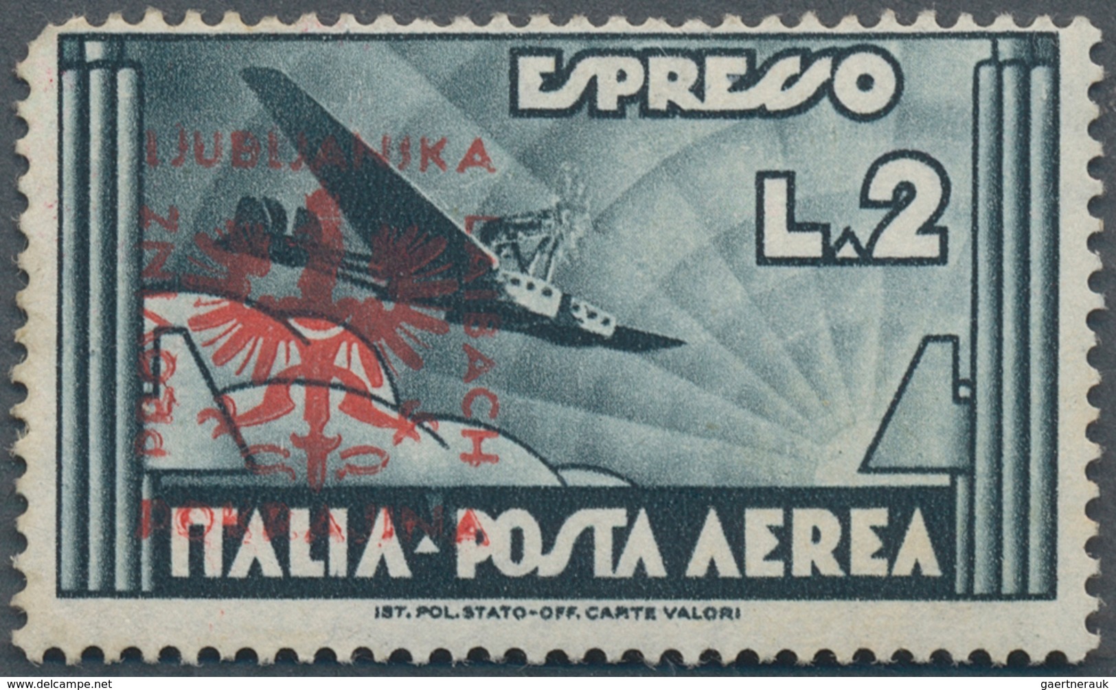 Dt. Besetzung II WK - Laibach: 1944. 1AIR EXPRESS. Contemporary Italian Stamp Overprinted With With - Occupation 1938-45