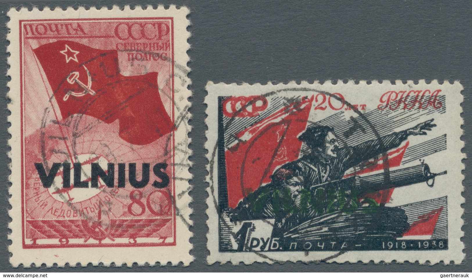 Dt. Besetzung II WK - Litauen: 1941, 80 Kop. Und 1 Rubel Ausgabe Für Das Wilna-Gebiet Sauber Gestemp - Occupation 1938-45