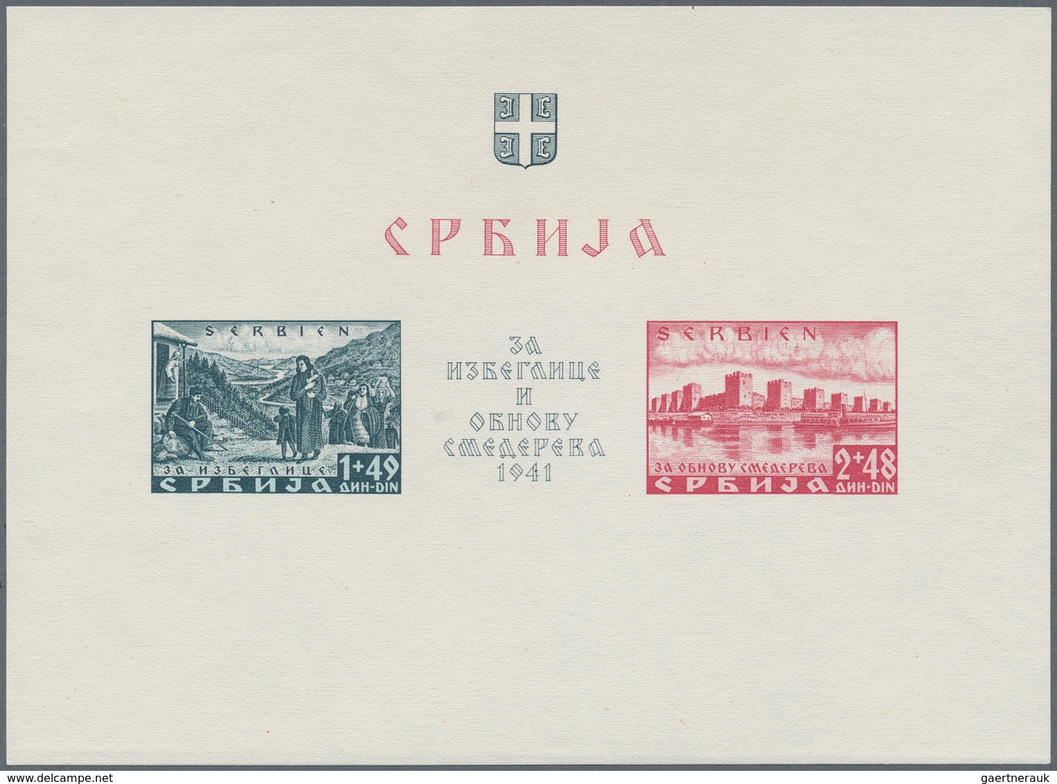 Dt. Besetzung II WK - Serbien: 1941, Semendria-Blockpaar Zweimal Postfrisch/ungebraucht, Dabei Einma - Besetzungen 1938-45