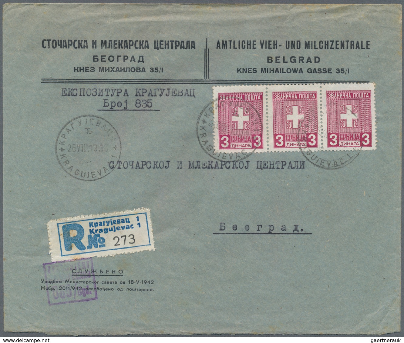 Dt. Besetzung II WK - Serbien - Ganzsachen: 1944, Ganzsachenkarte 1.50 D. Grün Mit Zusatzfrankatur P - Occupation 1938-45