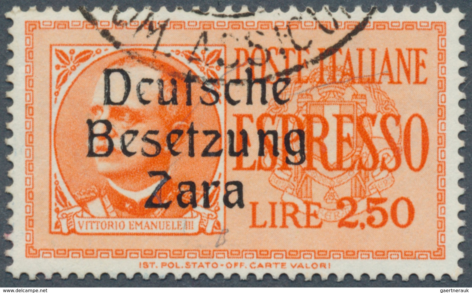 Dt. Besetzung II WK - Zara: 1943, 2.50 Lire Eilmarke Von Italien Mit Aufdruck Und Dem PLATTENFEHLER - Occupation 1938-45