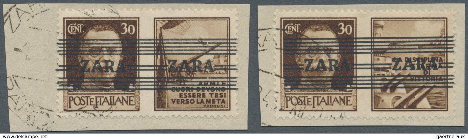 Dt. Besetzung II WK - Zara: 1943, Freimarken Von Italien 30 C Mit Zwei Verschiedenen Propaganda-Nebe - Occupation 1938-45