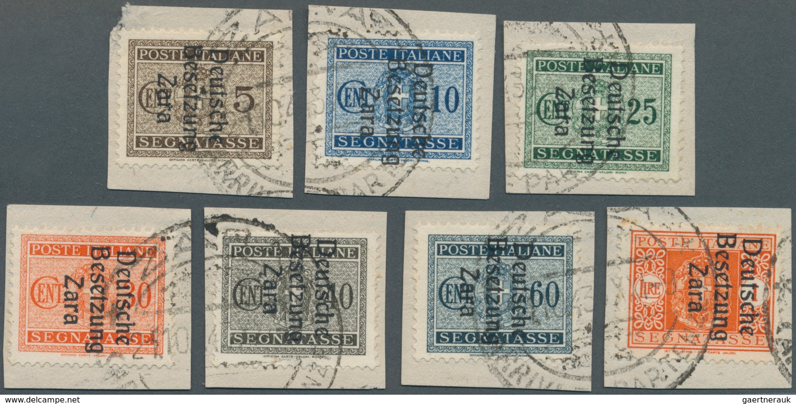 Dt. Besetzung II WK - Zara - Portomarken: 1943, 5 C Bis 10 C, 25 C Bis 40 C, 60 C Und 1 L Mi Aufdruc - Occupation 1938-45