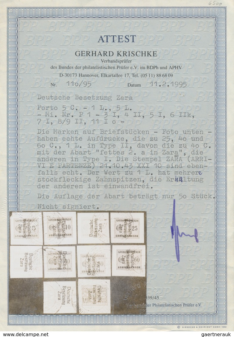 Dt. Besetzung II WK - Zara - Portomarken: 1943, 5 C Bis 10 C, 25 C Bis 40 C, 60 C Und 1 L Mi Aufdruc - Besetzungen 1938-45