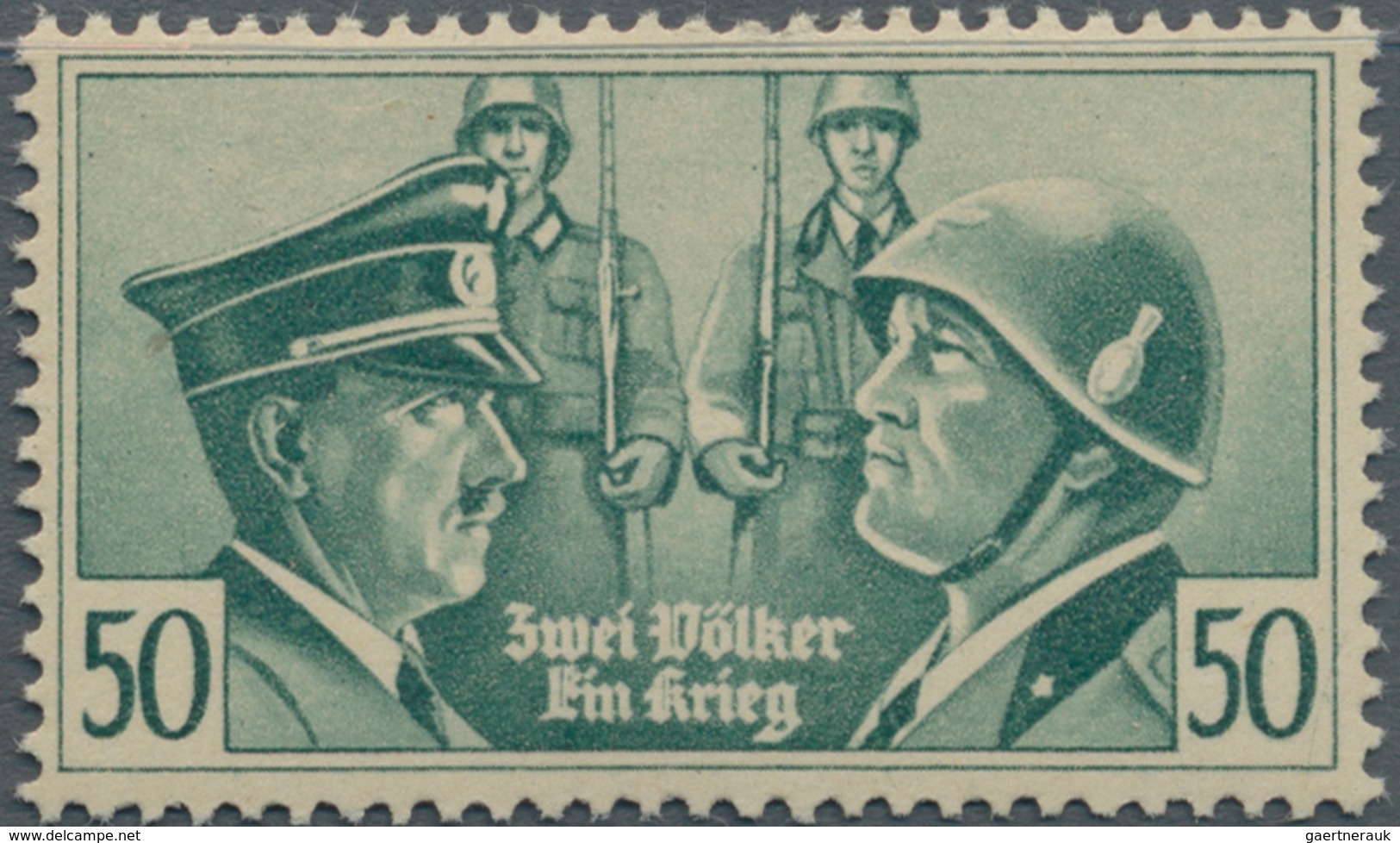 Kriegs- Und Propagandafälschungen: 1943 Propagandafälschung Hitler - Mussolini Mi. 50 Xx Minimaler B - Autres & Non Classés