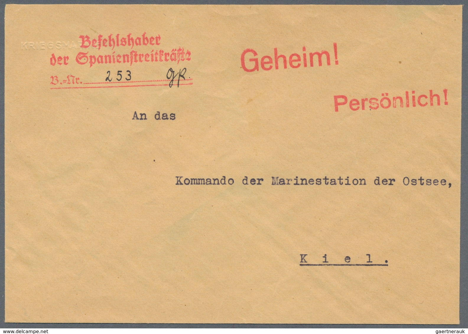 Feldpost 2. Weltkrieg: 'Geheim' / 'Secret Enclosing Envelope With The Registered Feldpost Cover From - Sonstige & Ohne Zuordnung