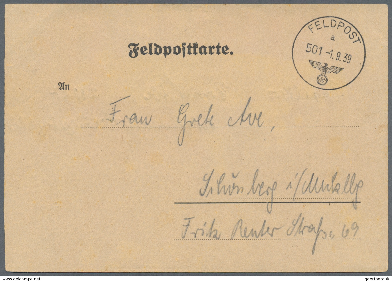 Feldpost 2. Weltkrieg: 1937/1939, Wehrmachtmanöver-Karte Mit DV "4162 37 II D" Gebraucht Mit Normste - Andere & Zonder Classificatie