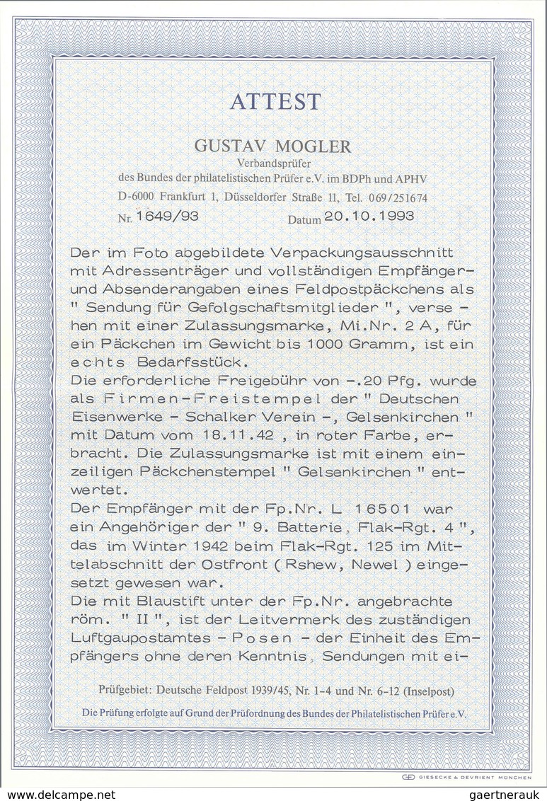 Feldpost 2. Weltkrieg: 18.11.42, Komplette FP-PÄ-Adresse "Sendung Für Gefolgschaftsmitglieder!" (Vor - Sonstige & Ohne Zuordnung