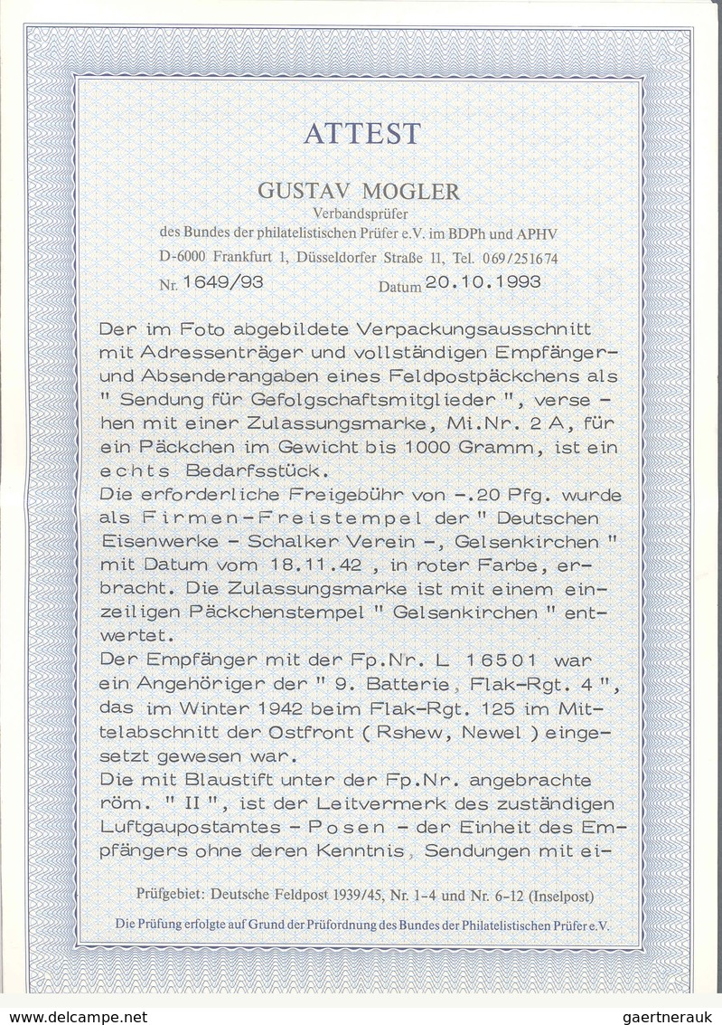 Feldpost 2. Weltkrieg: 18.11.42, Komplette FP-PÄ-Adresse "Sendung Für Gefolgschaftsmitglieder!" (Vor - Sonstige & Ohne Zuordnung