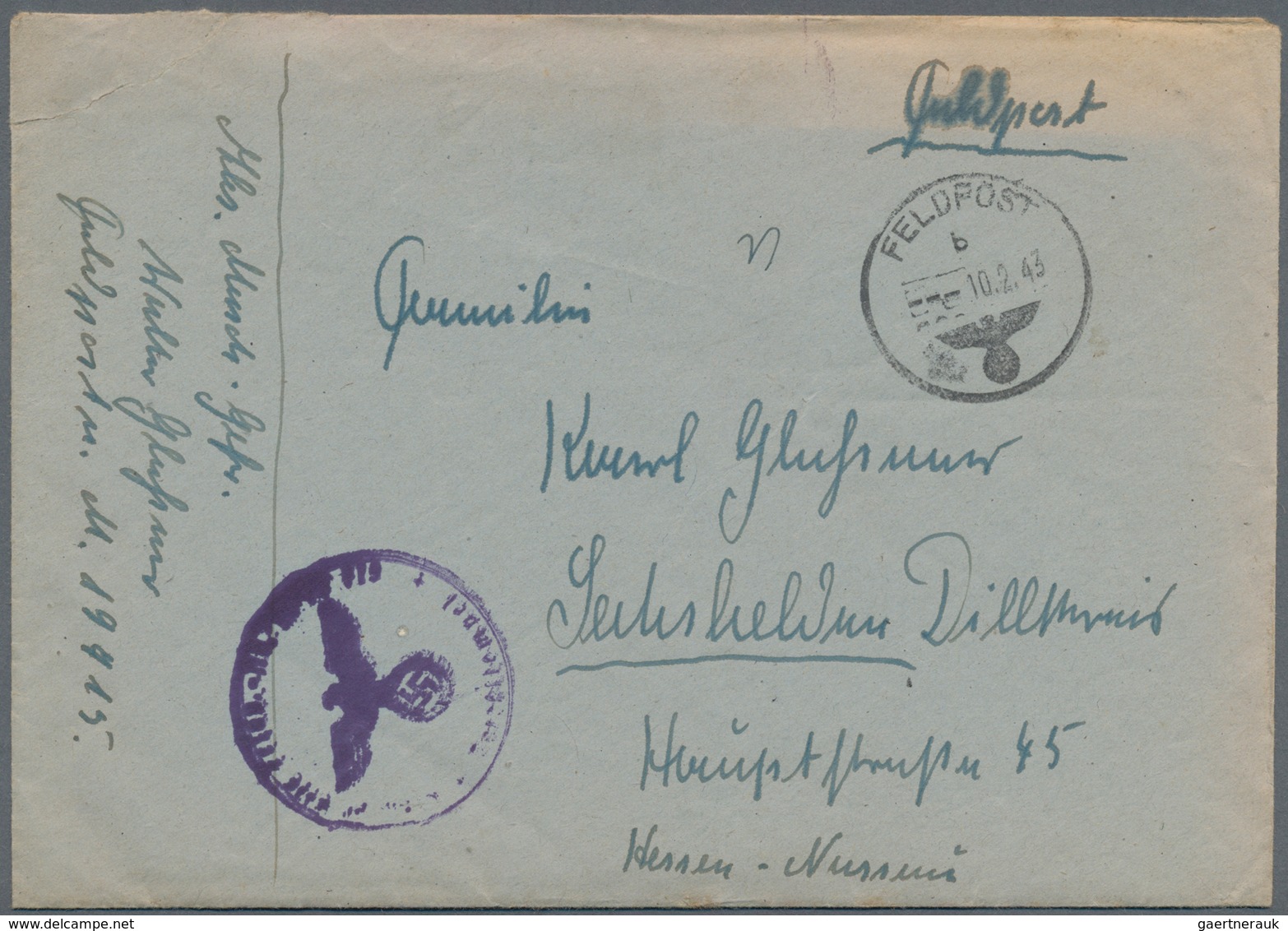 Feldpost 2. Weltkrieg: 1943. Original Feldpost / Sailor's Mail From WWII Unterseeboot (U-Boot) / Sub - Other & Unclassified