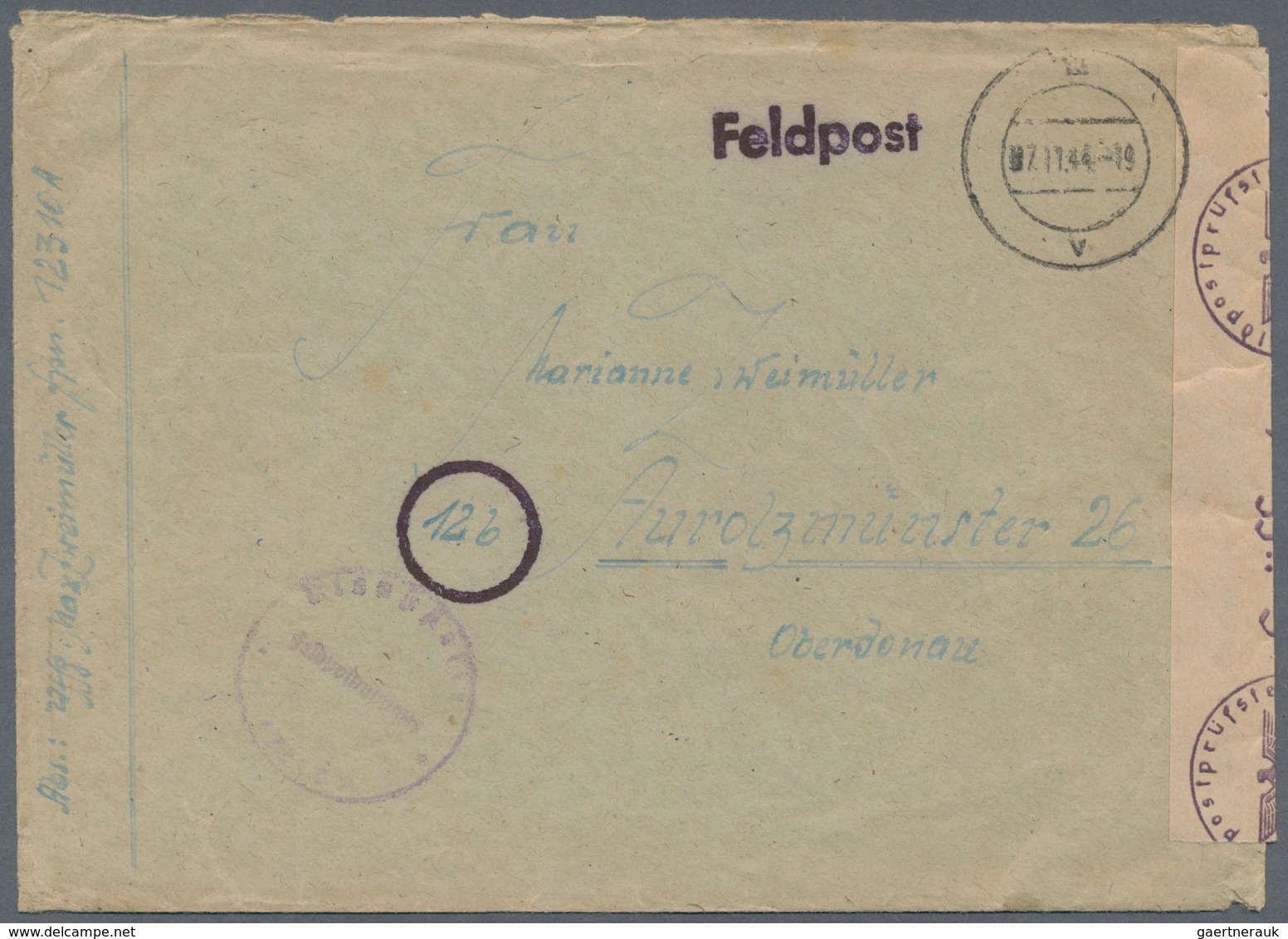 Feldpost 2. Weltkrieg: 1944. Feldpost From Stab U. Nachrichten-Zug Kommando Stelle "S", Einsatz Bei - Sonstige & Ohne Zuordnung