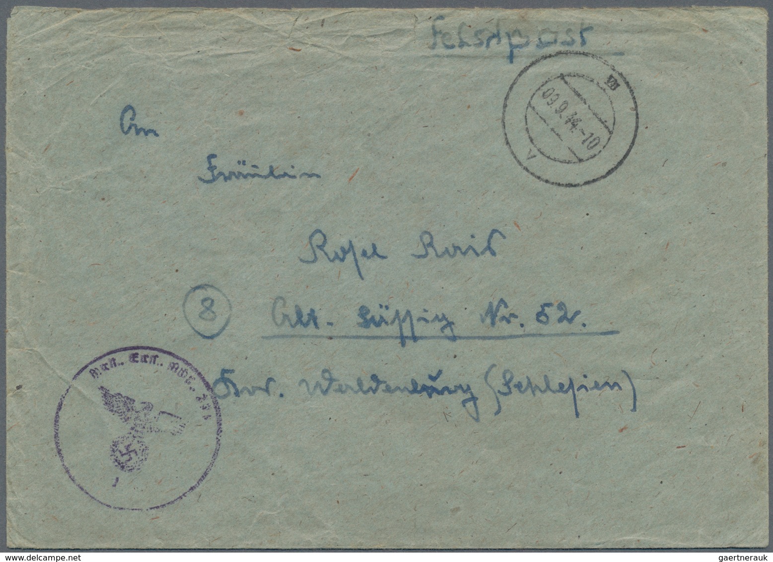 Feldpost 2. Weltkrieg: 1944. Feldpost From 8. Tech Art Ausb Abt Motorisiert 271 (AAA 271) With Open - Sonstige & Ohne Zuordnung