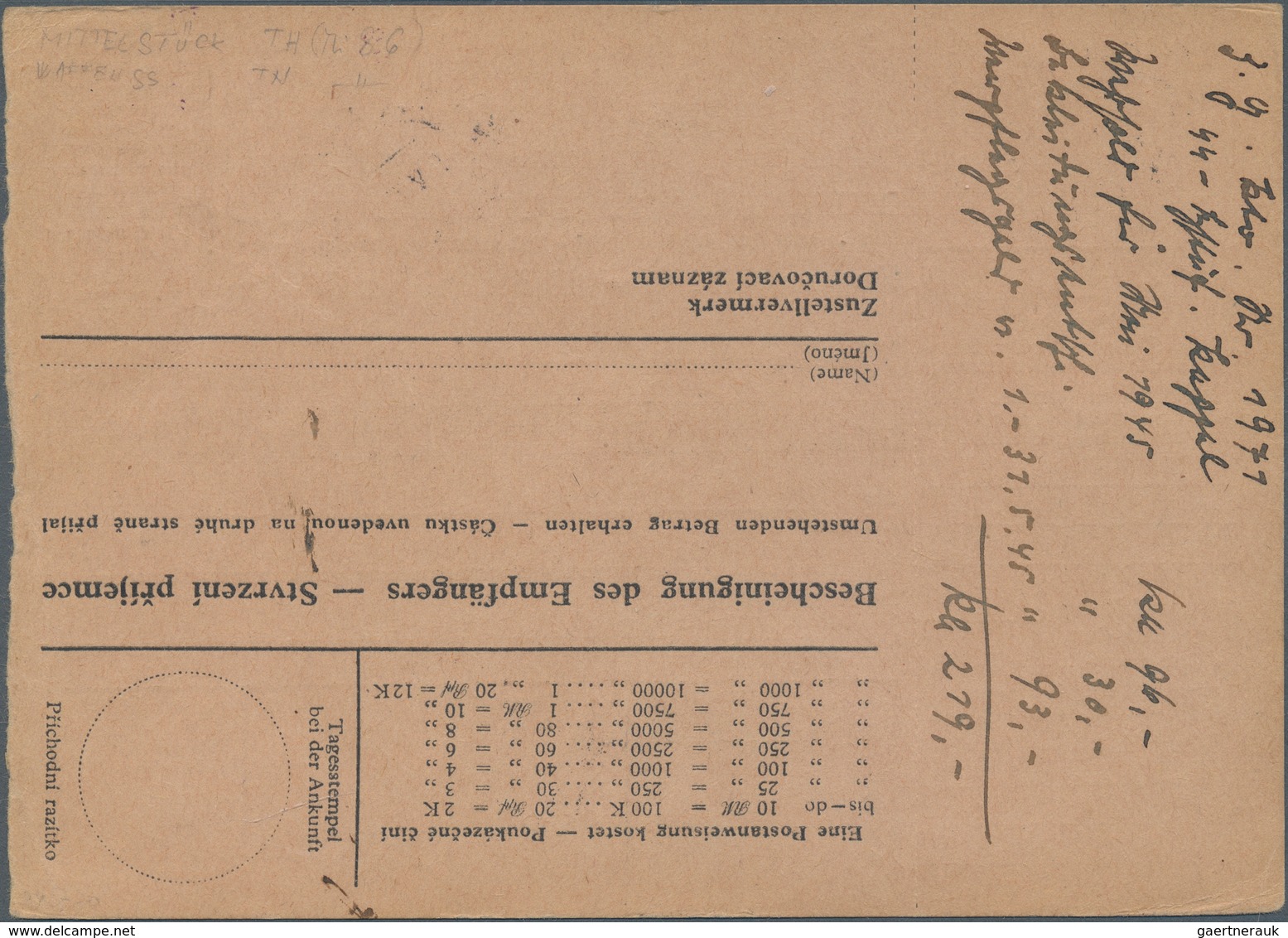 Feldpost 2. Weltkrieg: 1945, SS-Feldpost-Postanweisung über 219 Reichsmark Von PRAG 2, 5.V.45, Nach - Sonstige & Ohne Zuordnung