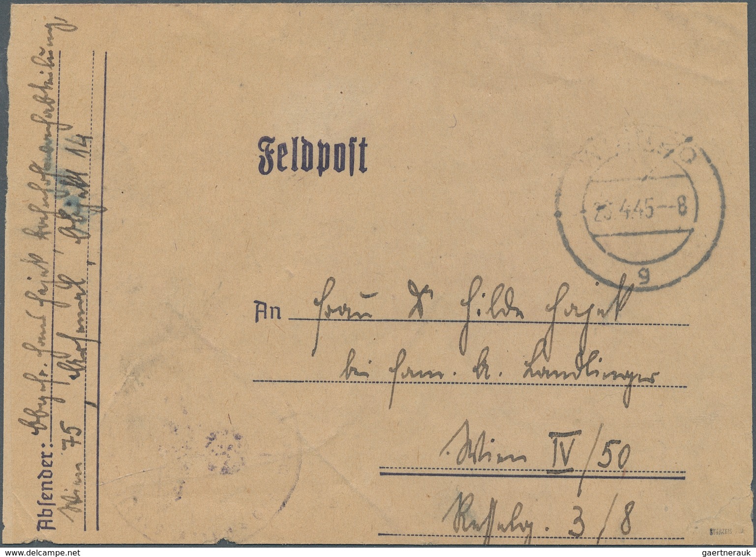 Feldpost 2. Weltkrieg: 1945, Feldpost-Ortsbrief Aus Dem Wiener Arsenal, Datiert Vom 31.März 1945, Vo - Sonstige & Ohne Zuordnung