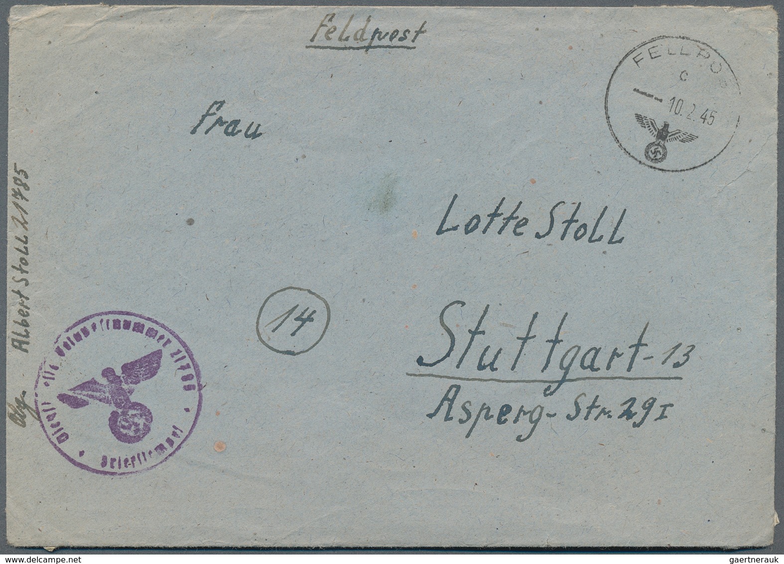 Feldpost 2. Weltkrieg: 1945, Zwei FP-Briefe (1x Mit Brieftext) Versch. Einheiten (21785 = 1. Kp. Kor - Other & Unclassified