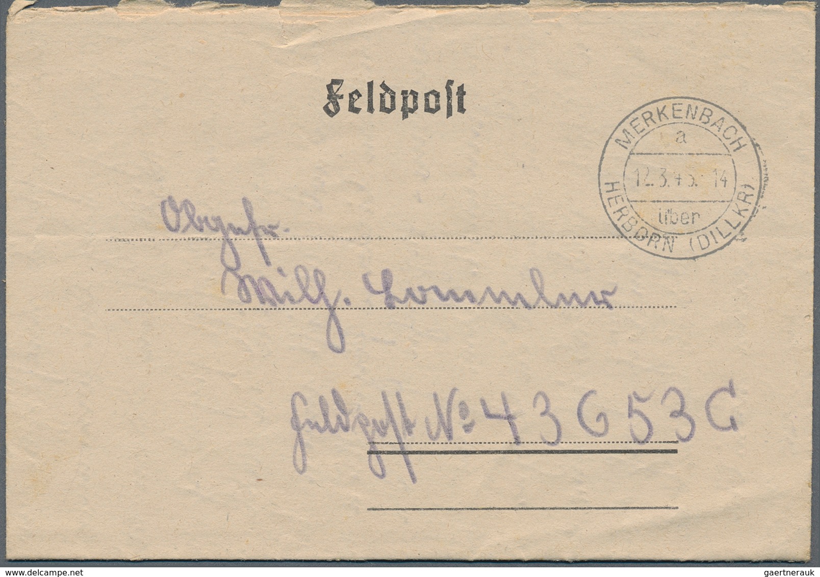 Feldpost 2. Weltkrieg: 1945 (12./16.3.), Zwei FP-Faltbriefe (mit Brieftext) Aus Merkenbach über Herb - Autres & Non Classés
