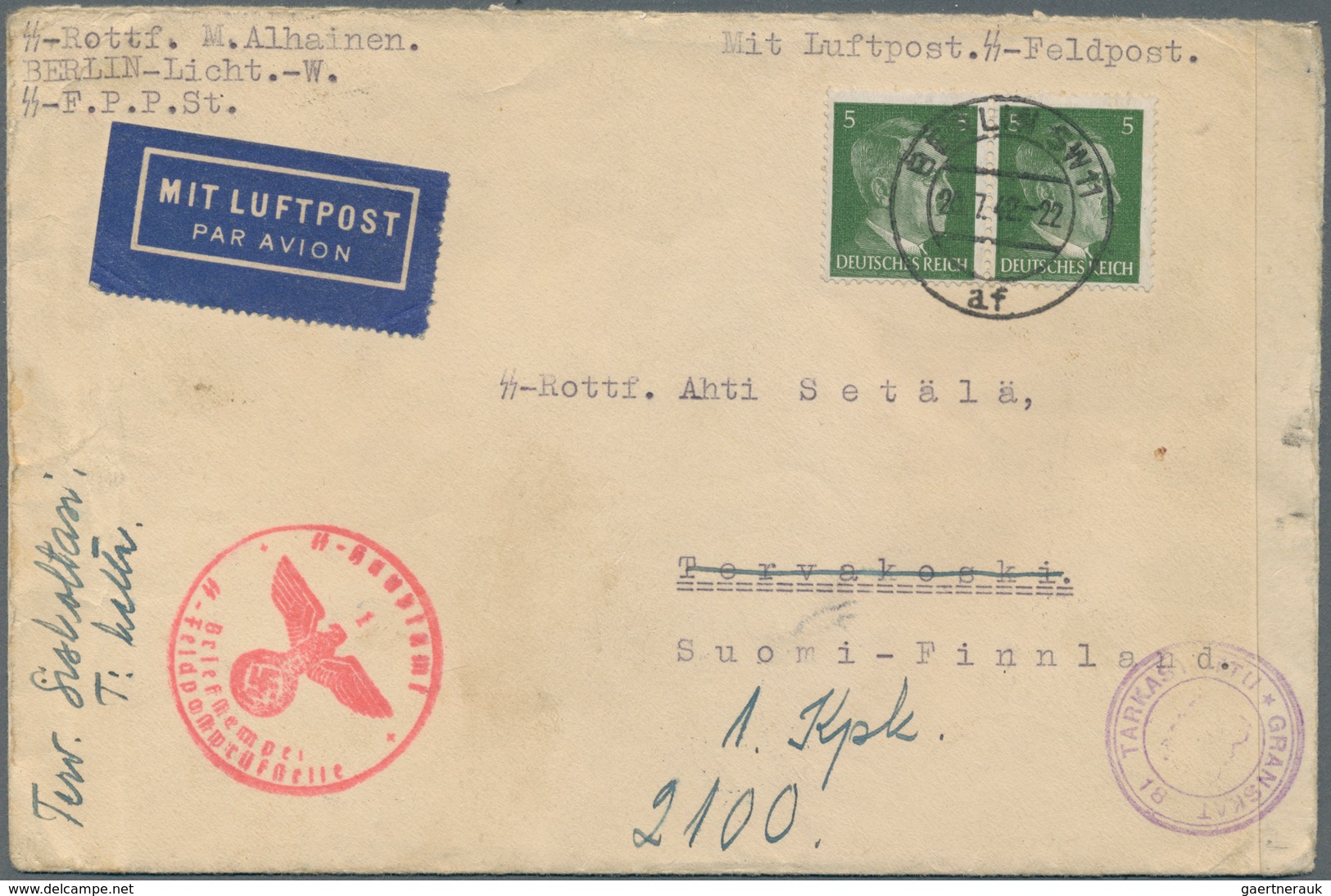 Feldpost 2. Weltkrieg: 1947 (20.7.), SS-Feldpostbrief Eines Finnischen SS-Freiwilligen Bei Der SS.-F - Other & Unclassified