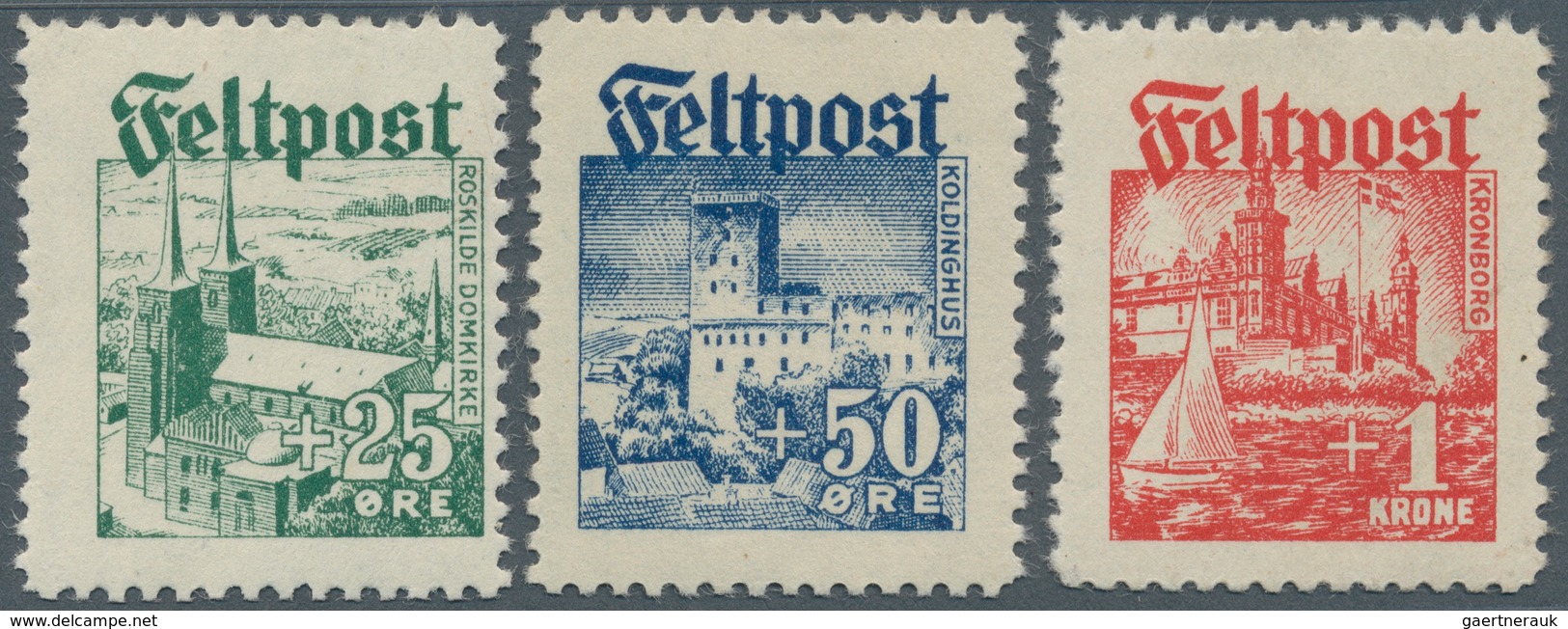 Feldpost 2. Weltkrieg: DÄNISCHE LEGION: 25 Öre Bis 1 Krone Tadellos Postfrisch, Mi 1.800.- - Sonstige & Ohne Zuordnung