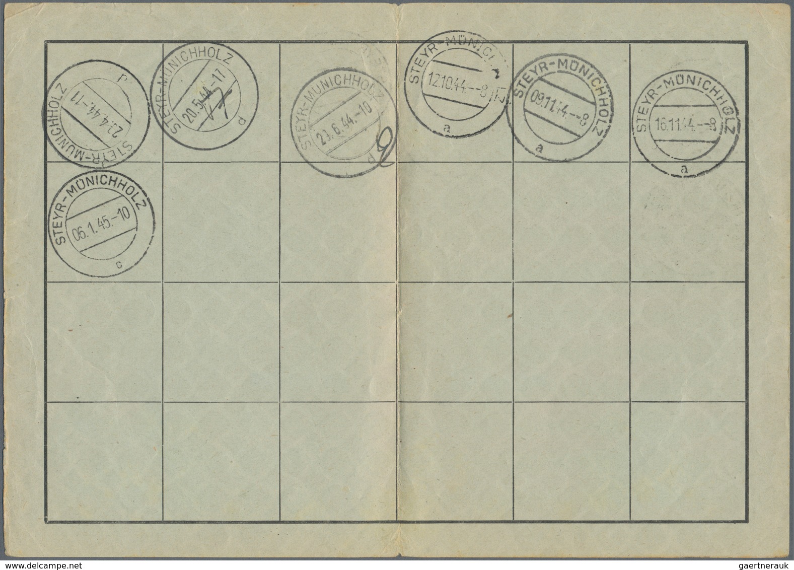 Zensurpost: 27.4.1944, "KONTROLLKARTE Für Den Auslandsbriefverkehr" Mit Ausgabe-Stempel "Steyr" Und - Autres & Non Classés