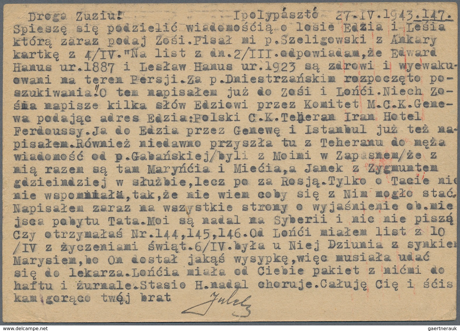 Kriegsgefangenen-Lagerpost: 1940/1943, Sechs Gebührenfreie Karten (1x Vordruck, Polnischer Internier - Sonstige & Ohne Zuordnung