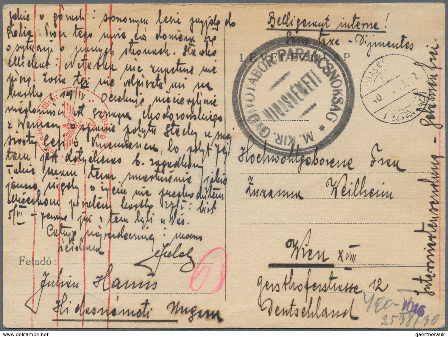 Kriegsgefangenen-Lagerpost: 1940/1943, sechs gebührenfreie Karten (1x Vordruck, polnischer Internier