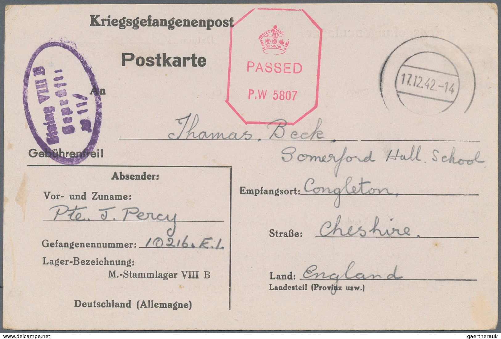 Kriegsgefangenen-Lagerpost: 1942/1943, "STALAG VIII B" Lamsdorf (Łambinowice) Vordruck-Faltbrief Und - Other & Unclassified