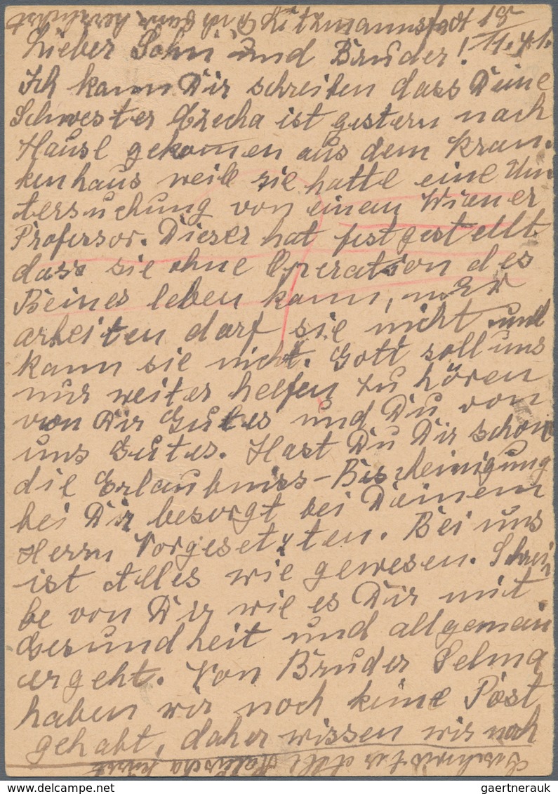 Ghetto-Post: 1941, GHETTO LITZMANNSTADT, 6 Pf Hitler GSK Frageteil Aus Dem Ghetto, Adressiert An Bru - Other & Unclassified