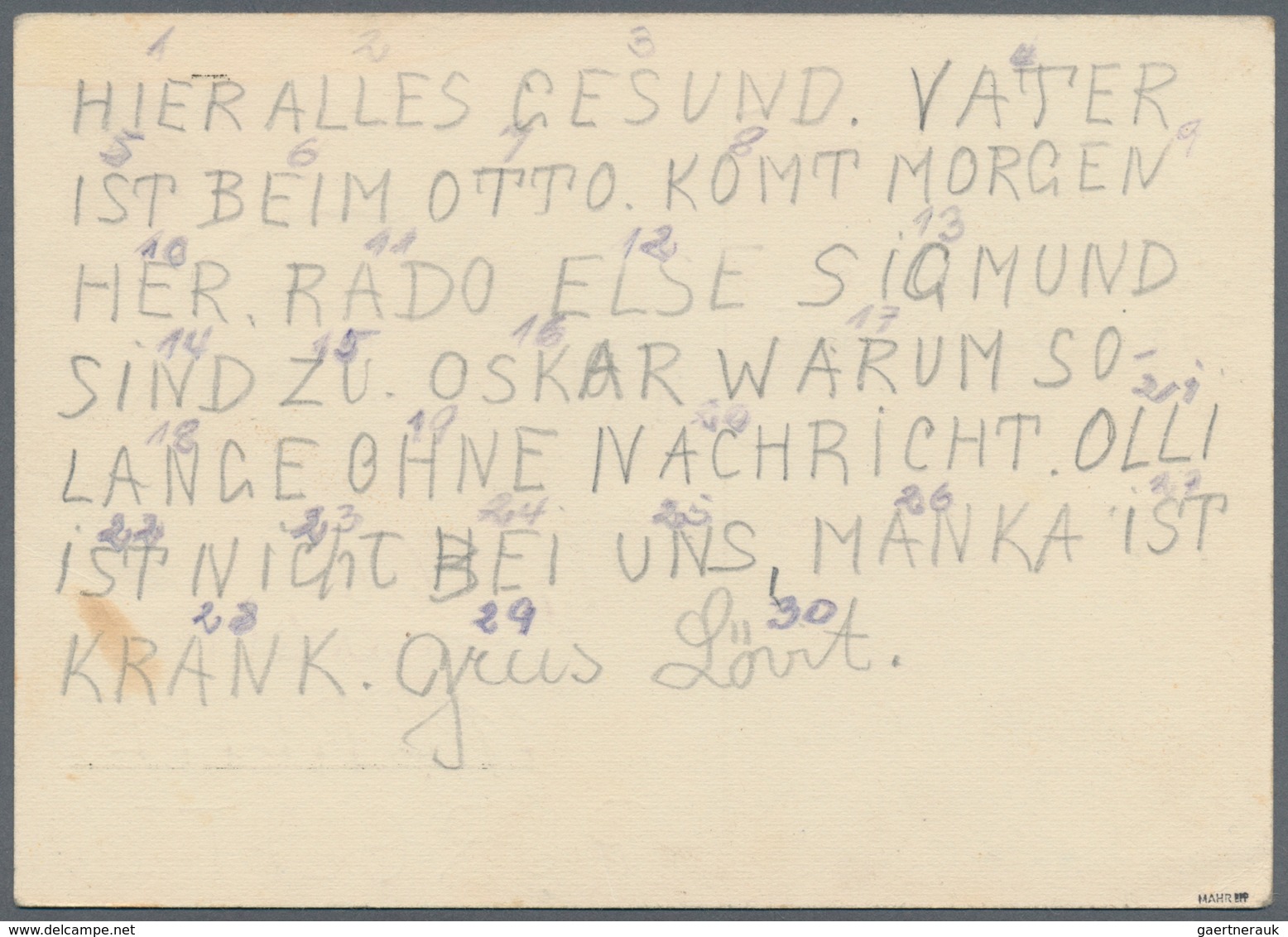 Ghetto-Post: 1942, Provisorische Karte Aus Theresienstadt Mit Violettem L1 "GHETTOPOST", Provisorisc - Autres & Non Classés