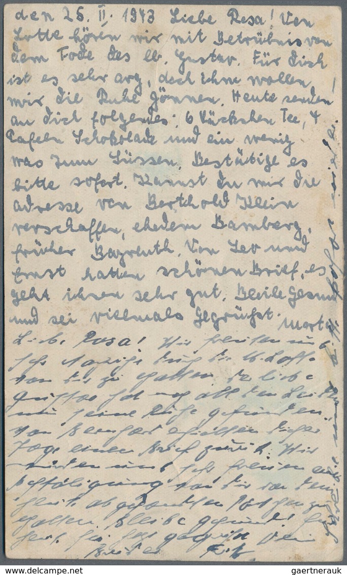 Ghetto-Post: 1943 (25.2.), Frankierte Karte (leichte Haftstelle) Aus Barcelona/Spanien Mit Schwarzem - Sonstige & Ohne Zuordnung