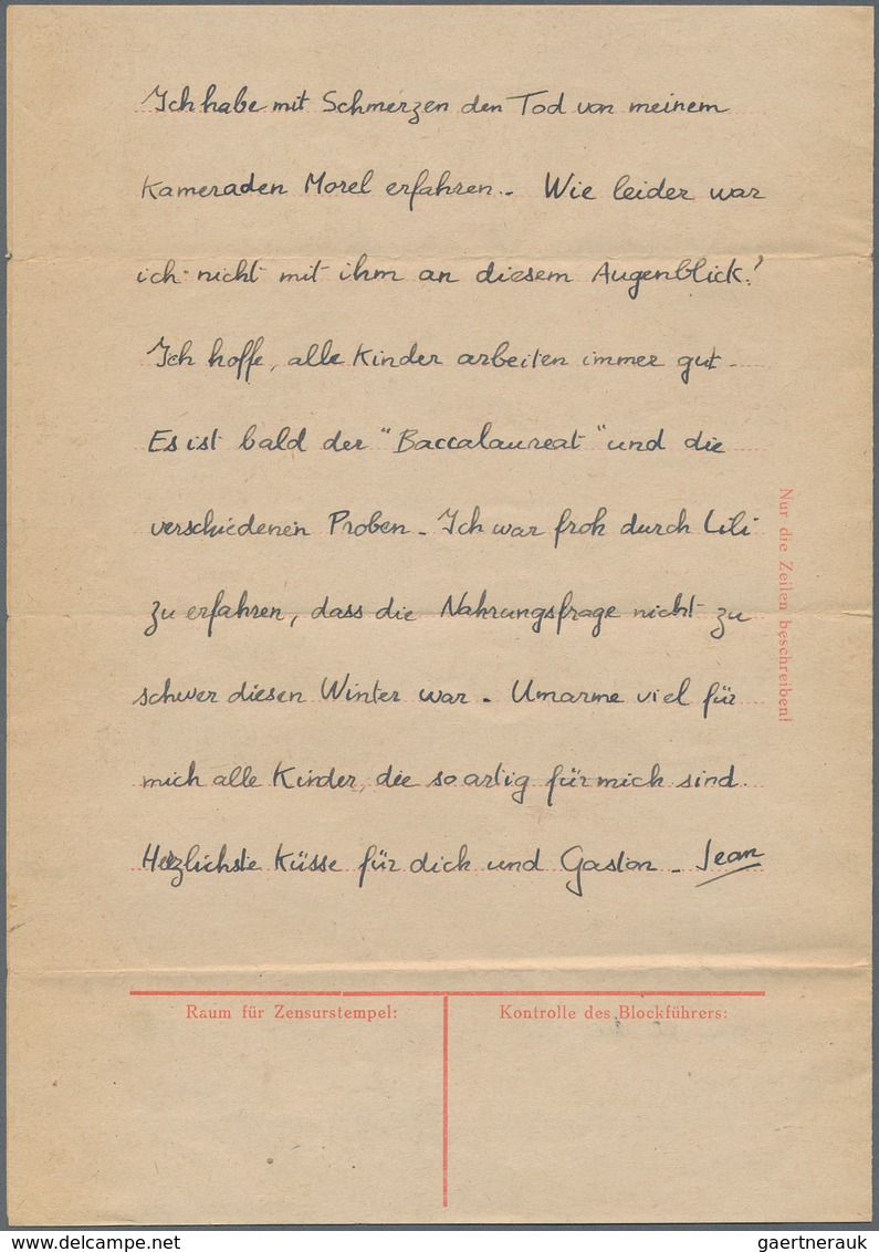 KZ-Post: KZ BUCHENWALD: 1944, kompletter Brief eines französischen Gefangenen mit seltenem Beilagenz