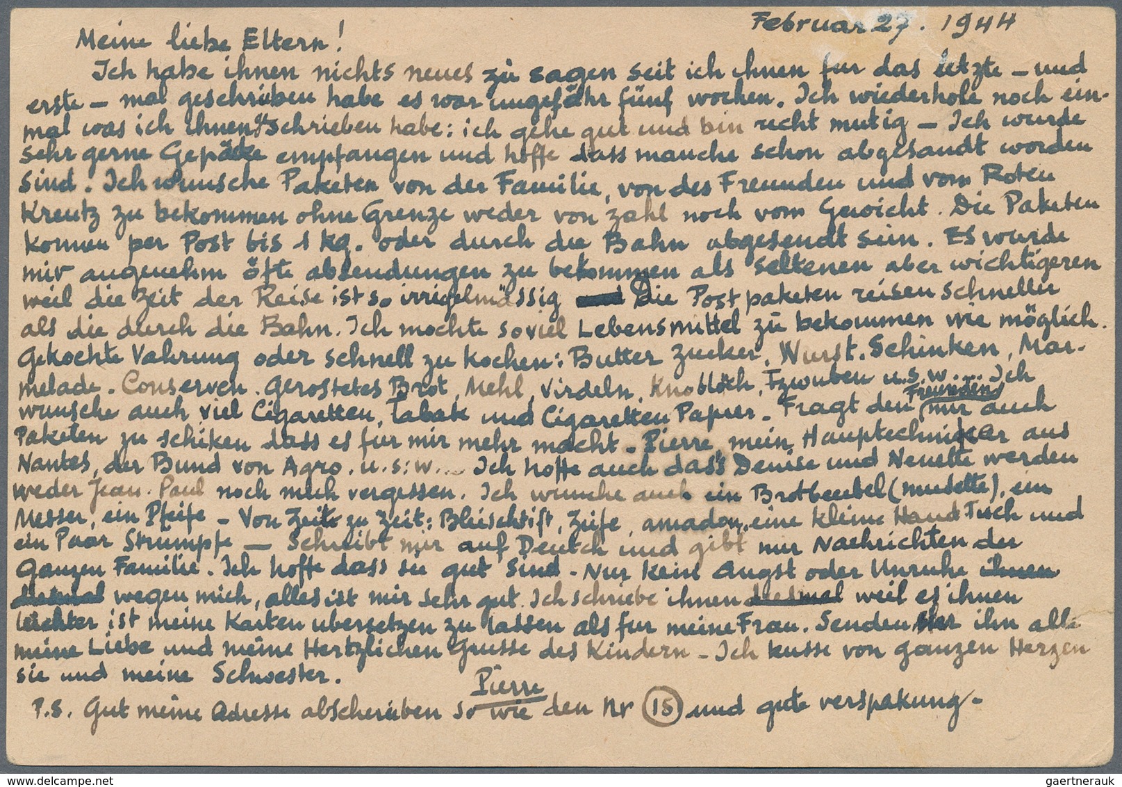 KZ-Post: KZ BUCHENWALD: 1944, Frankierte Feldpostkarte Eines Französischen Gefangenen Nach Frankreic - Briefe U. Dokumente