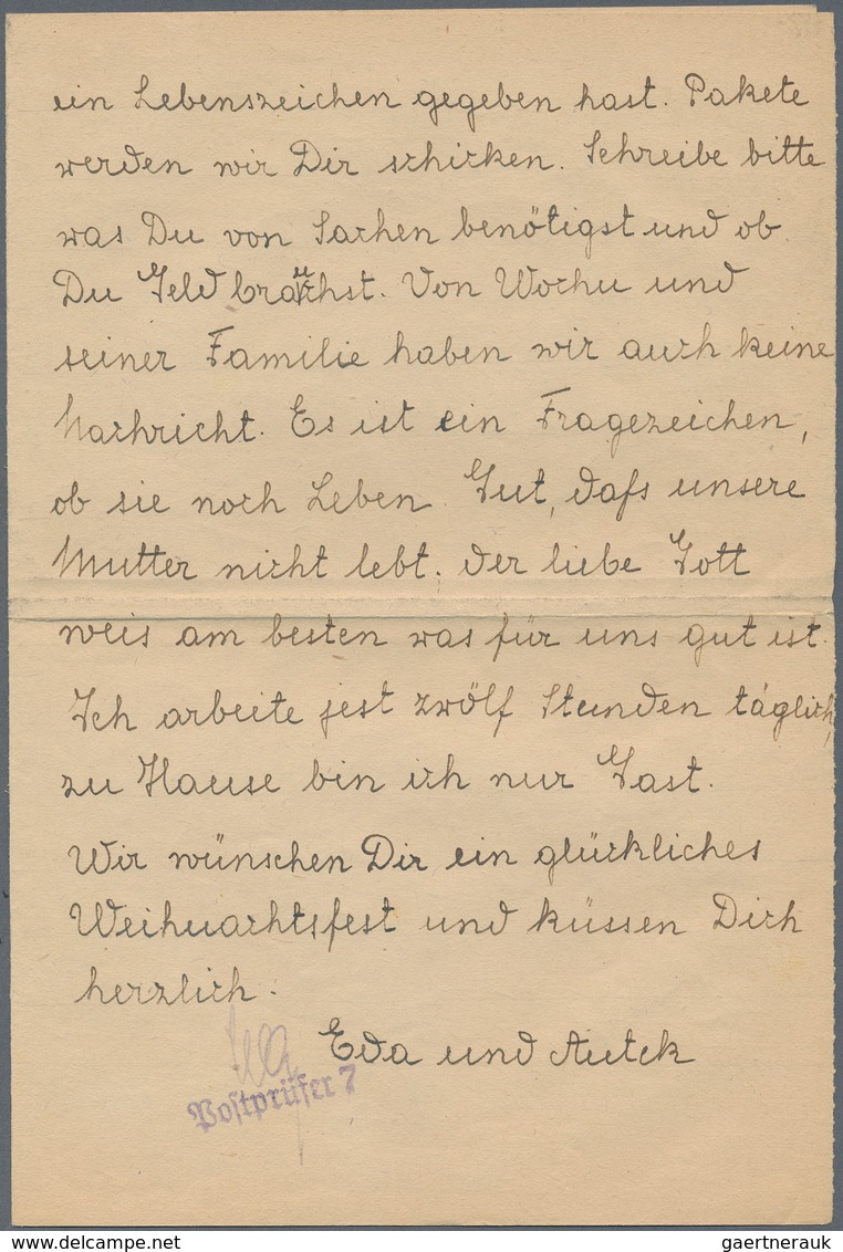 KZ-Post: KZ BUCHENWALD: 1944, Kompletter Eingangsbrief Einer Frau An Ihre Schwester Im KZ Weihnachte - Briefe U. Dokumente