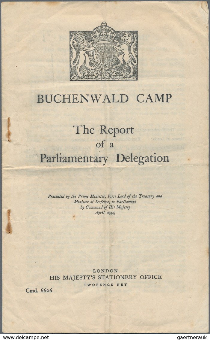 KZ-Post: KZ BUCHENWALD: 1945, "The Report Of A Parliamentary Delegation" Vom "His Majesty's Statione - Lettres & Documents