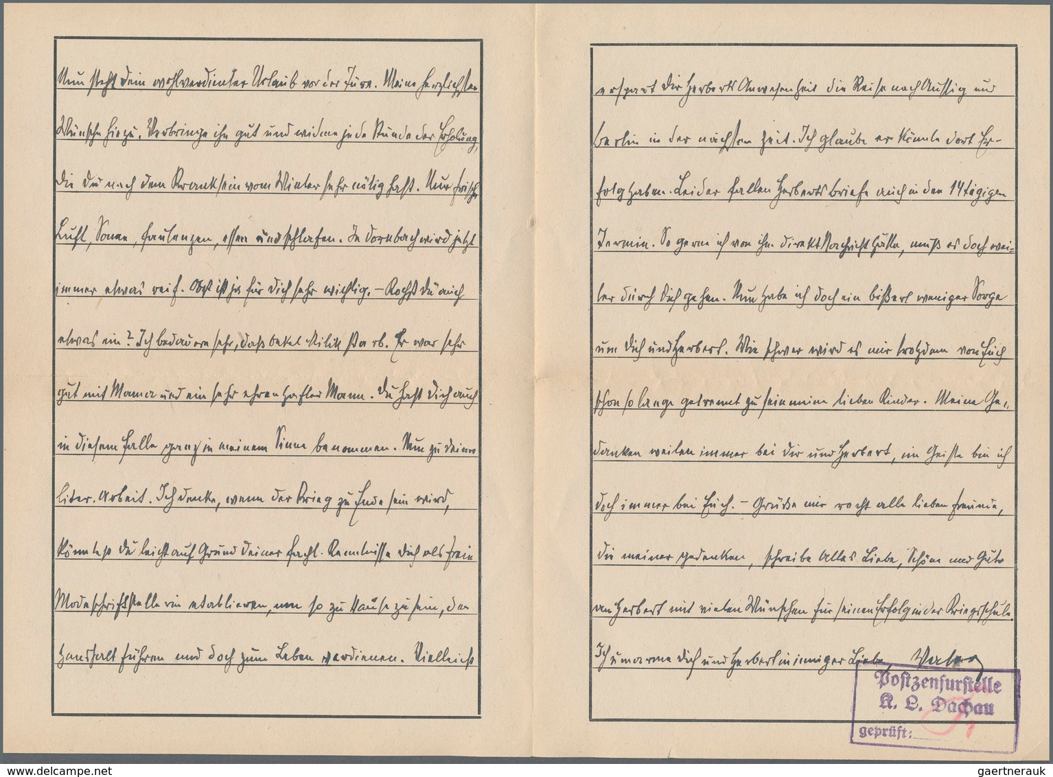 KZ-Post: KZ DACHAU: 1941, Kompletter Vordruck-Brief Mit Text Nach Wien - Briefe U. Dokumente