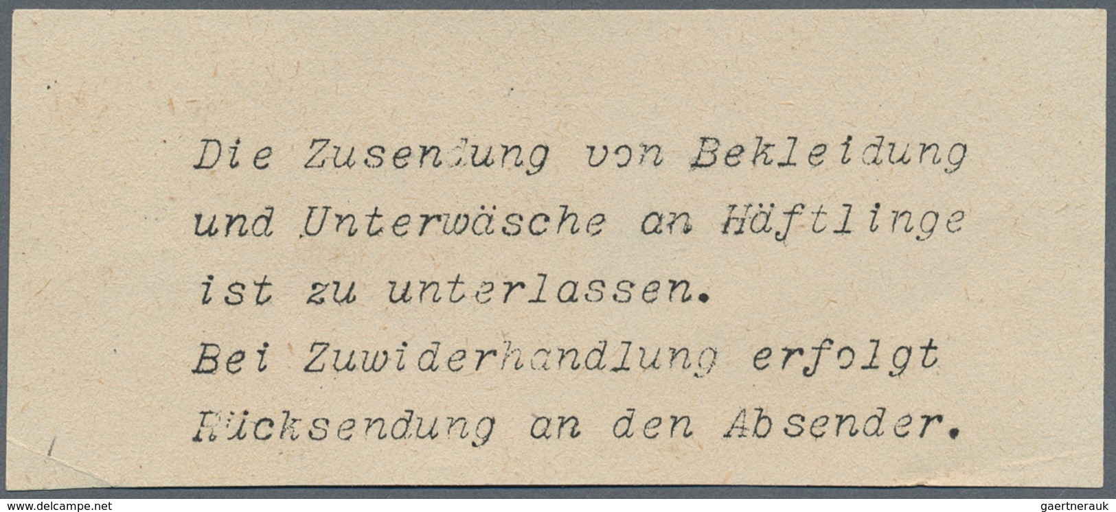 KZ-Post: KZ DACHAU: 1943, Vordruck-Faltbrief Mit Einlagezettel "Die Zusendung Von Bekleidung..." An - Lettres & Documents