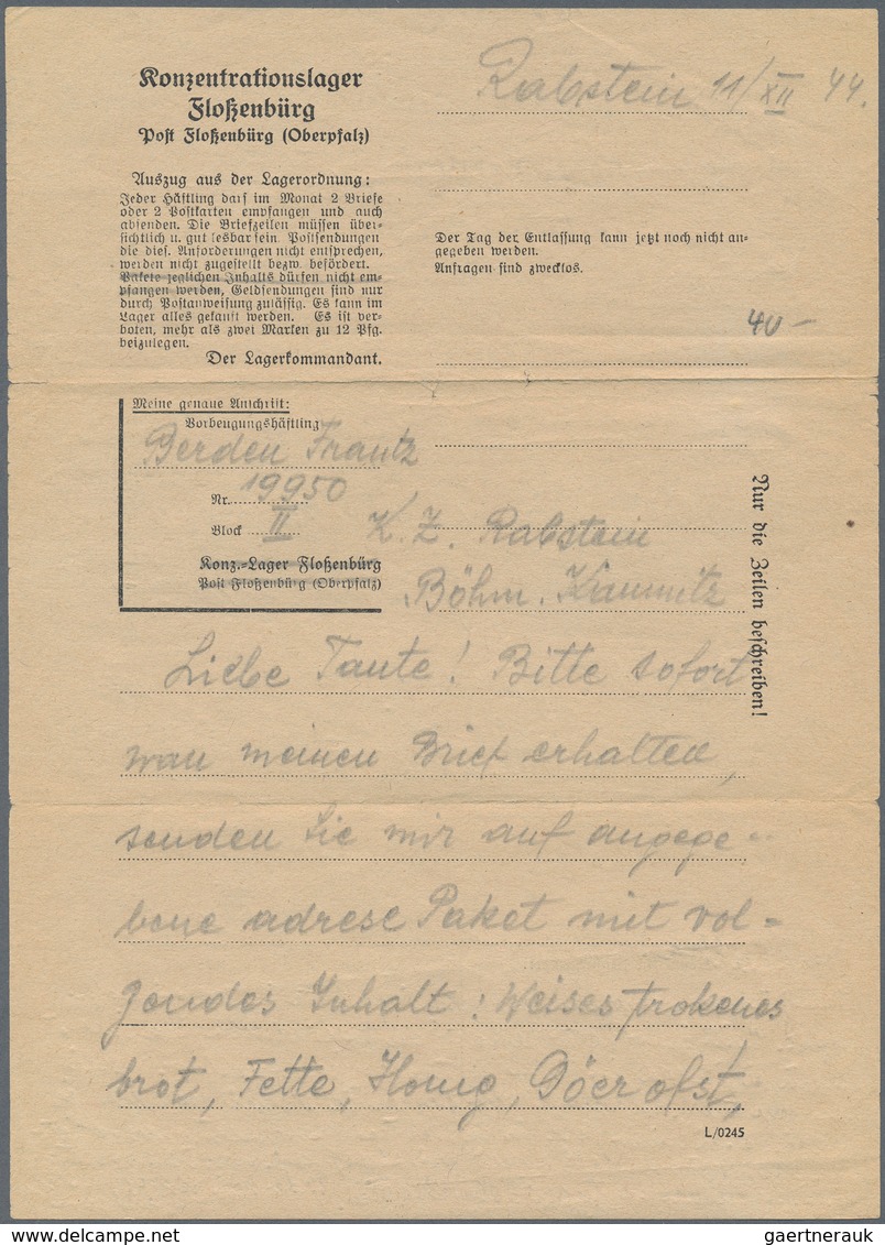 KZ-Post: KZ FLOSSENBERG: 1944, Nebenlager RABSTEIN, Vorgedrucktes Briefformular Mit Text Und Postkar - Covers & Documents